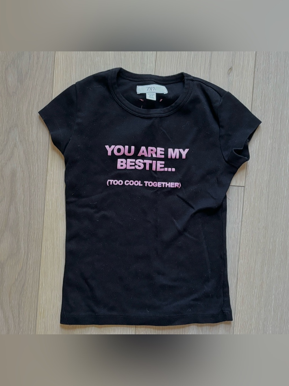 Zara Kids Black Tee with Pink "You Are My Bestie"
